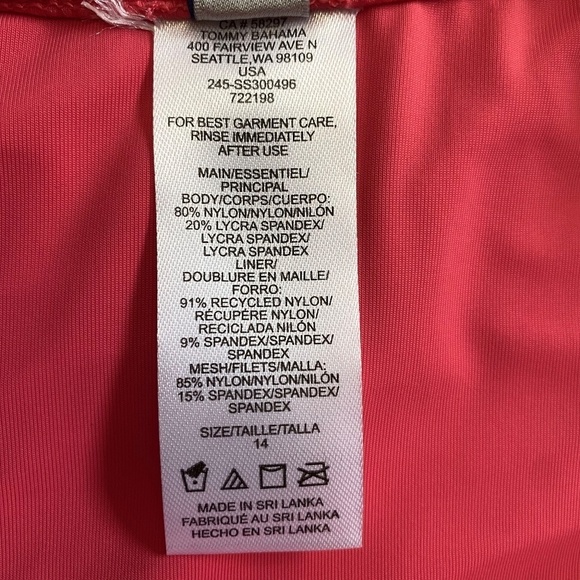 Tommy Bahama Pearl High Neck One-Piece Swimsuit, Coral Coast, Size 14, NWT - Picture 12 of 14